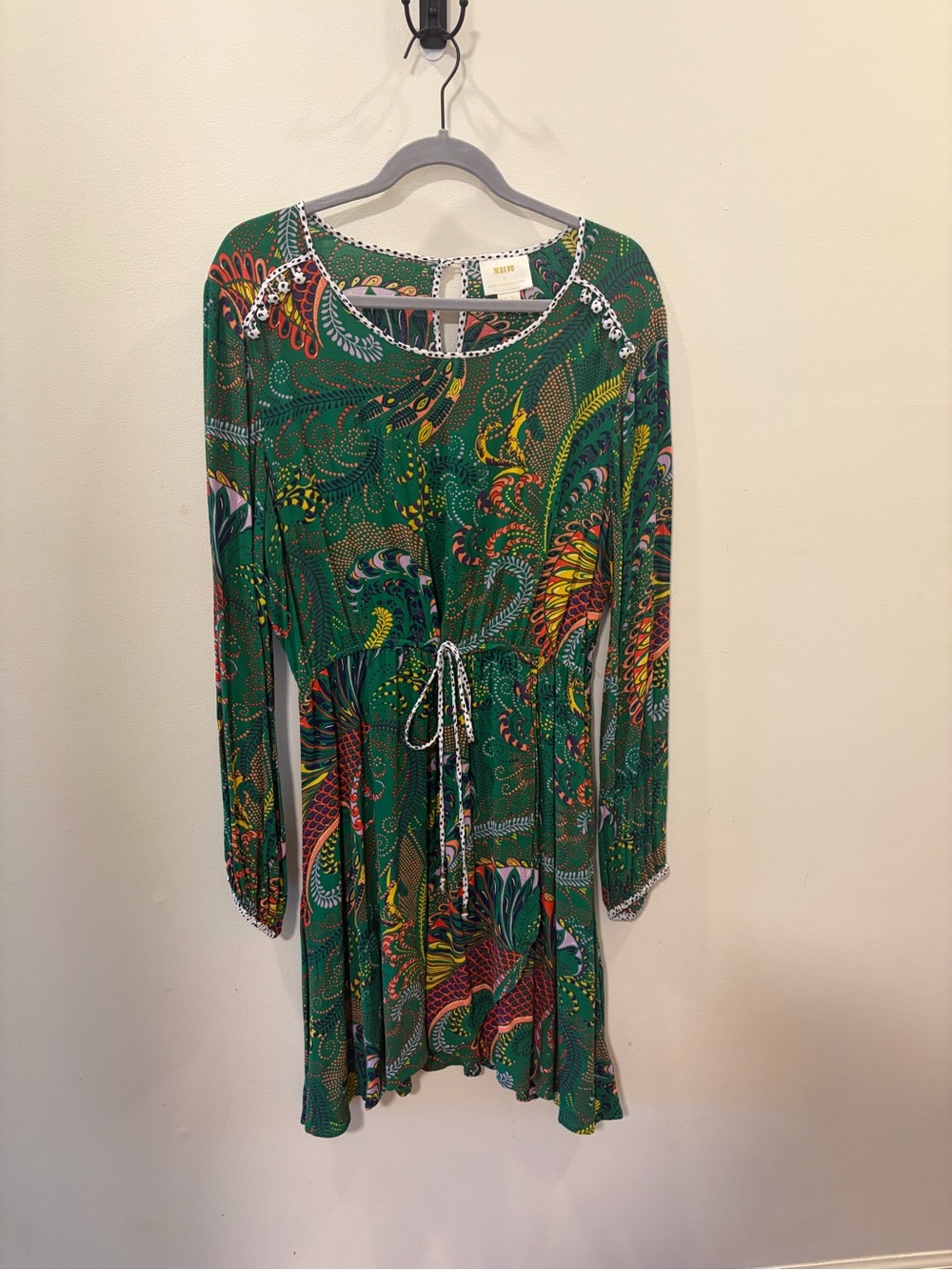 Maeve Green Paisley Tie-Waist Midi Dress